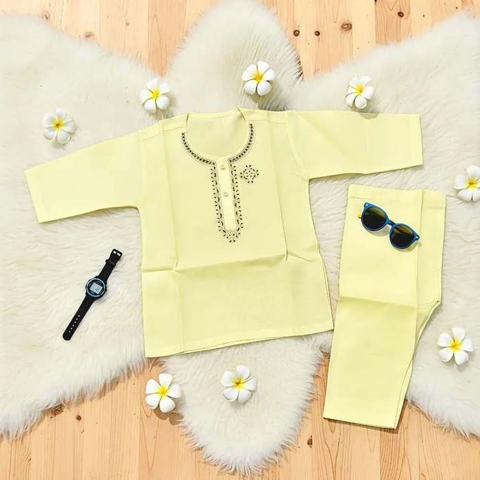 Kids Kurta Shalwar Yellow Cotton 1-5 Years