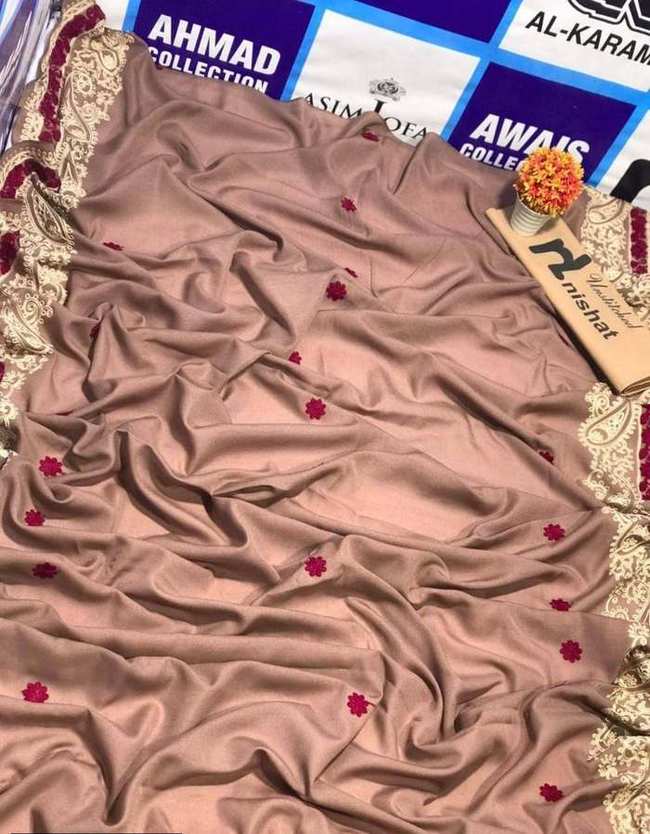 Brown Swiss Embroidered Shawl 2.5 Gazz